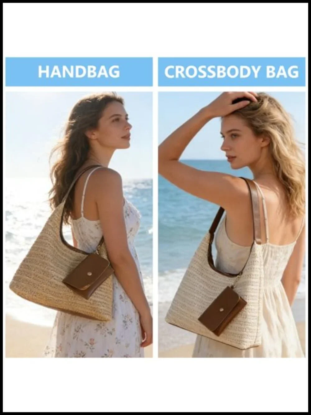 Large Straw Hobo Bag Raffia Summer Shoulder Tote Beach Vacation Slouchy Purse